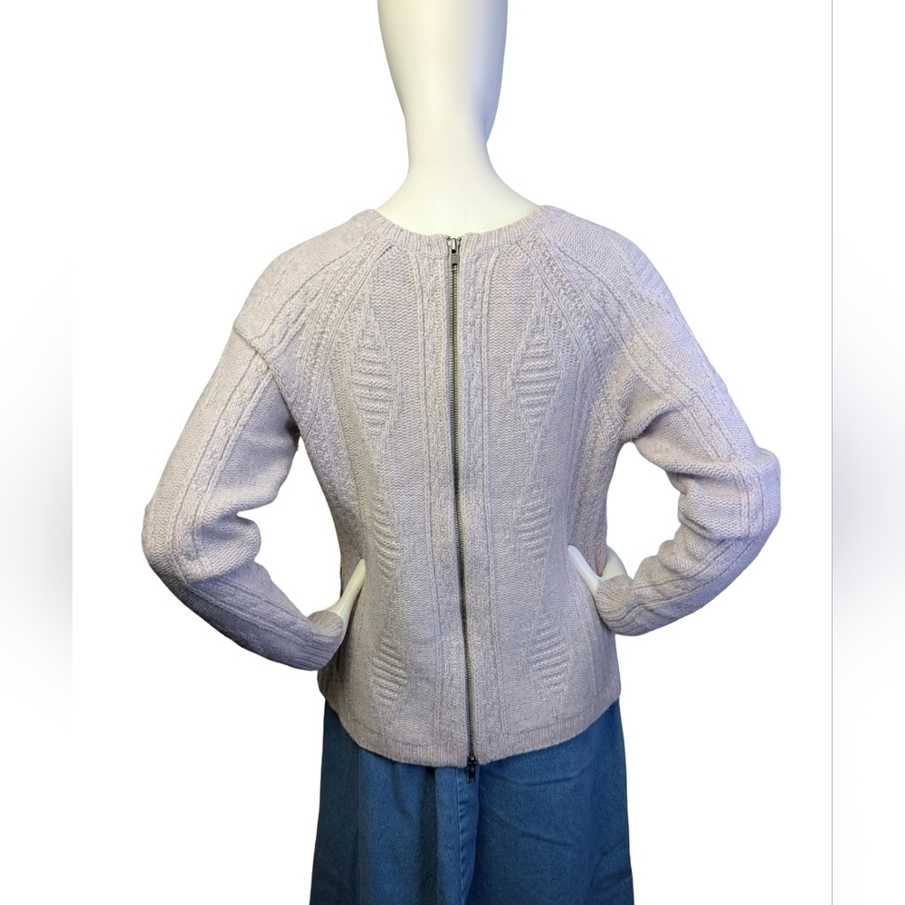 Madewell Merino Wool Cable Knit Sweater Back Zip Palisade Medium - Picture 5 of 9